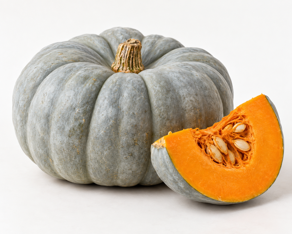 Courge Blue Doll entière et tranchée
